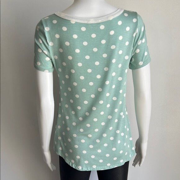 Mint Polka Dot Short Sleeve Top - S - Picture 4 of 5